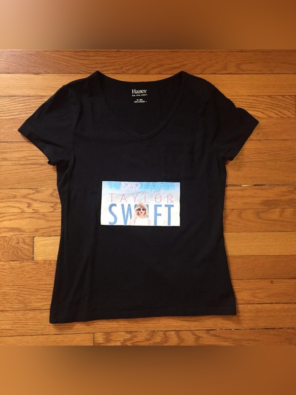 Hanes Black Graphic Logo Tee